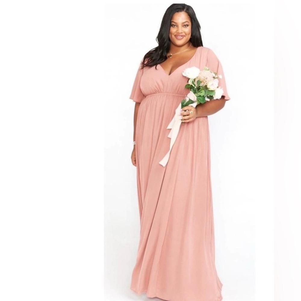 Show Me Your MuMu Dusty Rose V-Neck Flutter Sleeve Maxi Dress